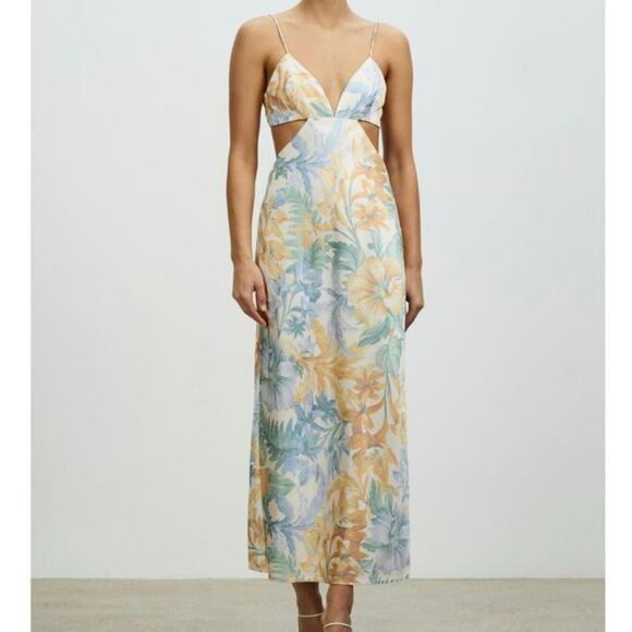 Floral Maxi Dress in Blue and Orange - Picture 2 of 8